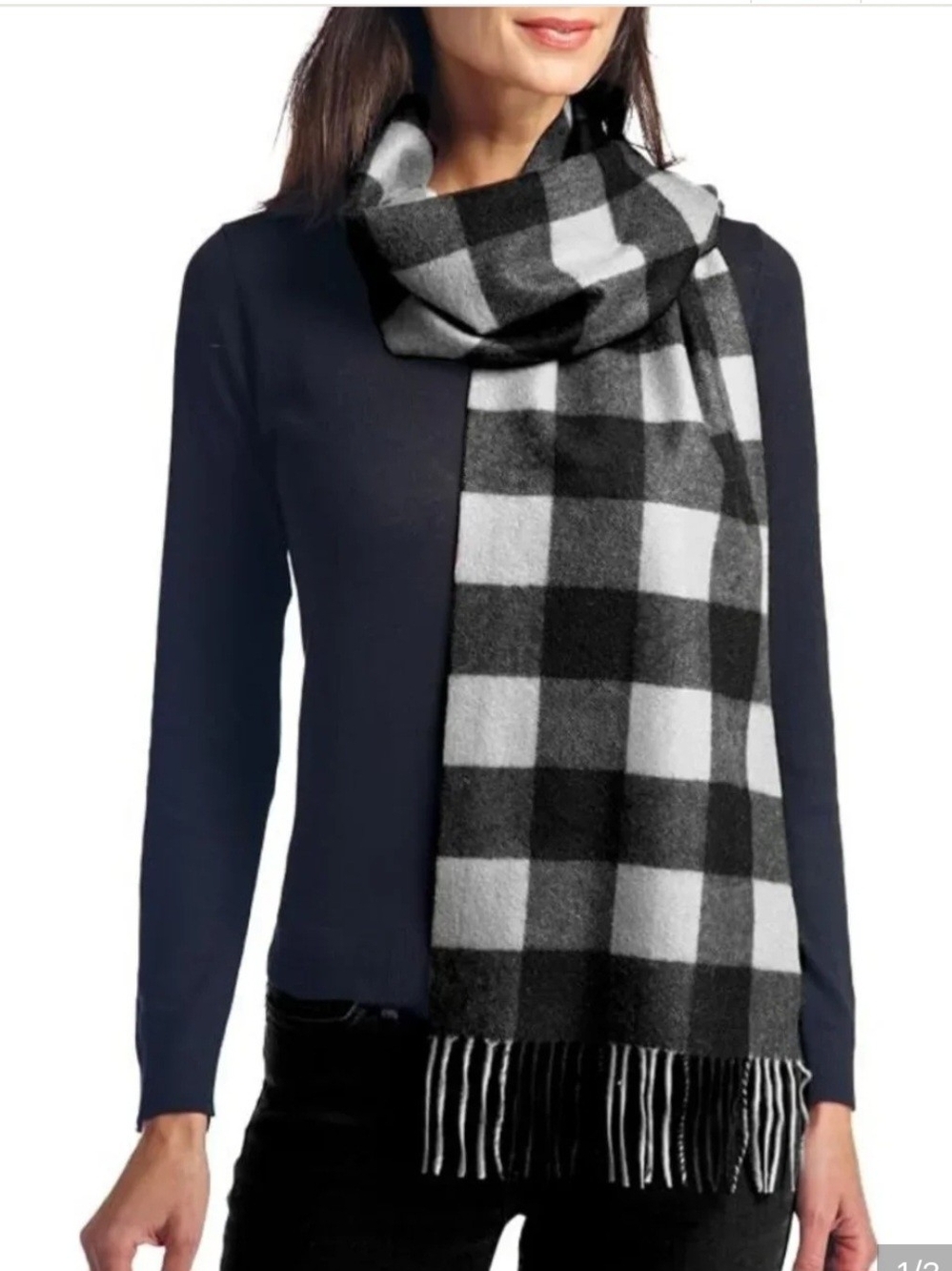 Classic Black & White Buffalo Check Scarf - Women Accessories